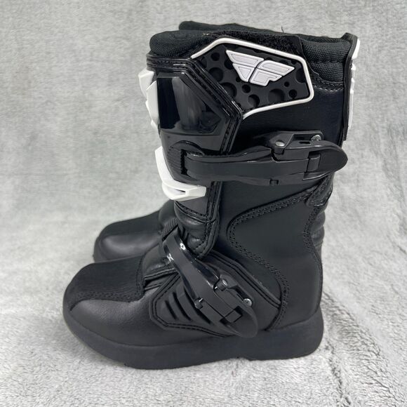Fly Racing Maverik LT Kids Boots US 11 Black White Adjustable Motorcycle Boots - Picture 2 of 13